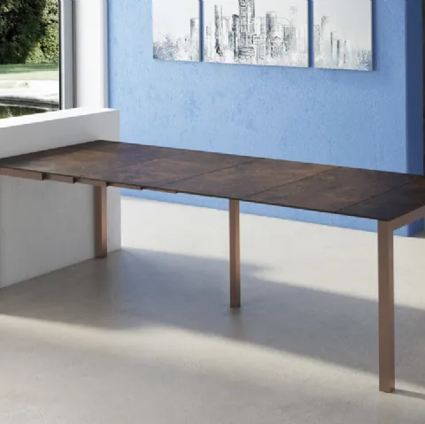 tavolo Consolle allungabile con struttura in alluminio e piano in composito di particelle di legno Krasi P di Elementi