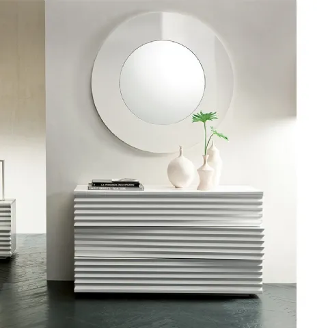 Specchio rotondo con cornice in legno laccato Moon di Pacini e Cappellini