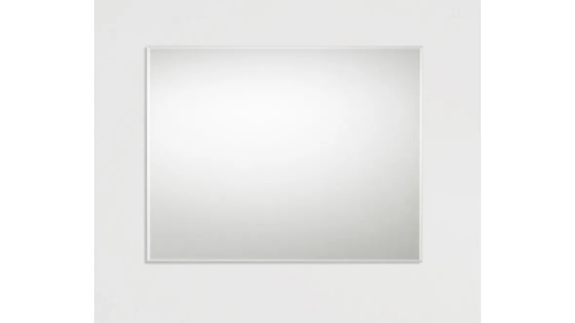 Specchiera Tau con sottile cornice in legno laccato bianco di Fratelli Elli