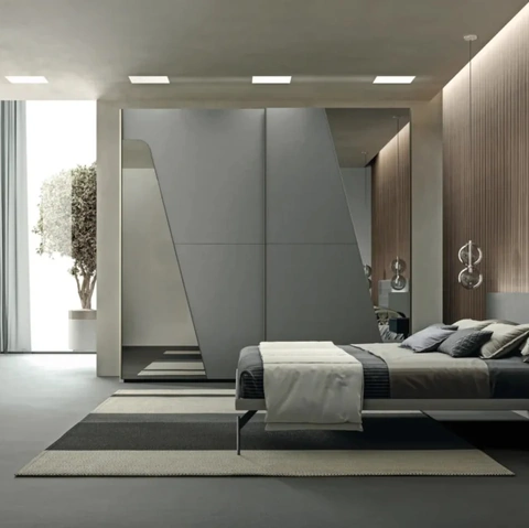 Armadio con anta scorrevole e inserto a specchio Capitol di Artigianmobili