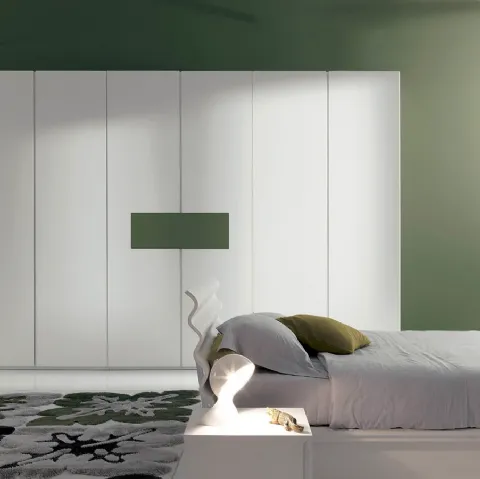 Armadio di design con porta tv estraibile in laccato bianco e verde Dream di Fimar