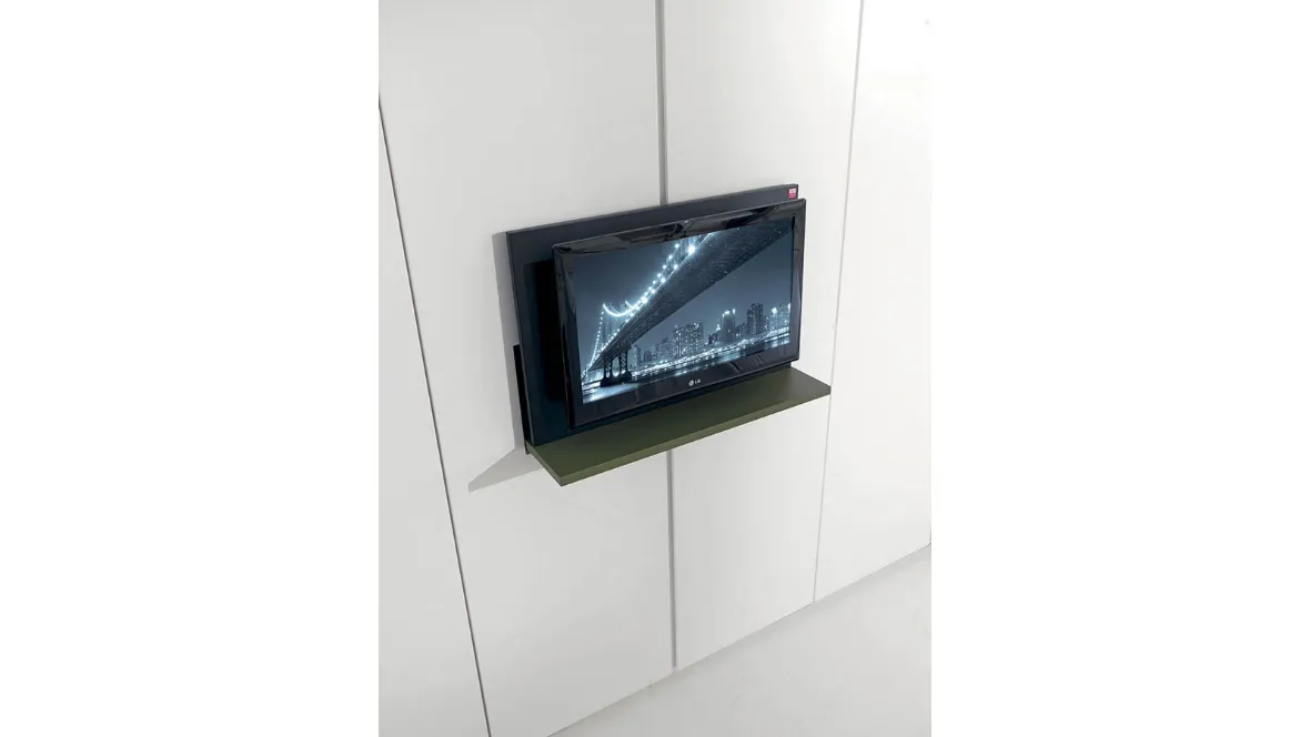 Armadio di design con ante battenti con porta tv estraibile in laccato bianco e verde Dream di Fimar