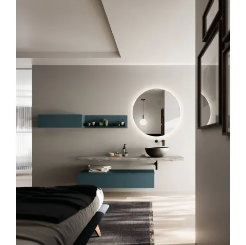 Mobile da Bagno sospeso laccato opaco con top in Abete Grey Sistema Maniglia 19 di Puntotre