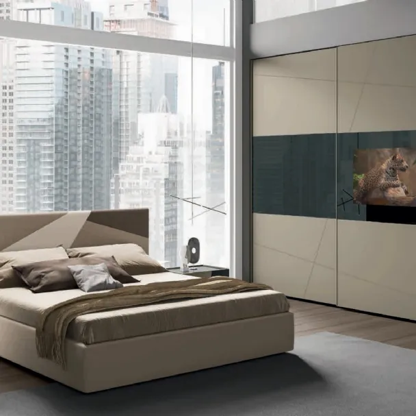 Letto in econabuk con testiera e box contenitore Slim di Artigianmobili