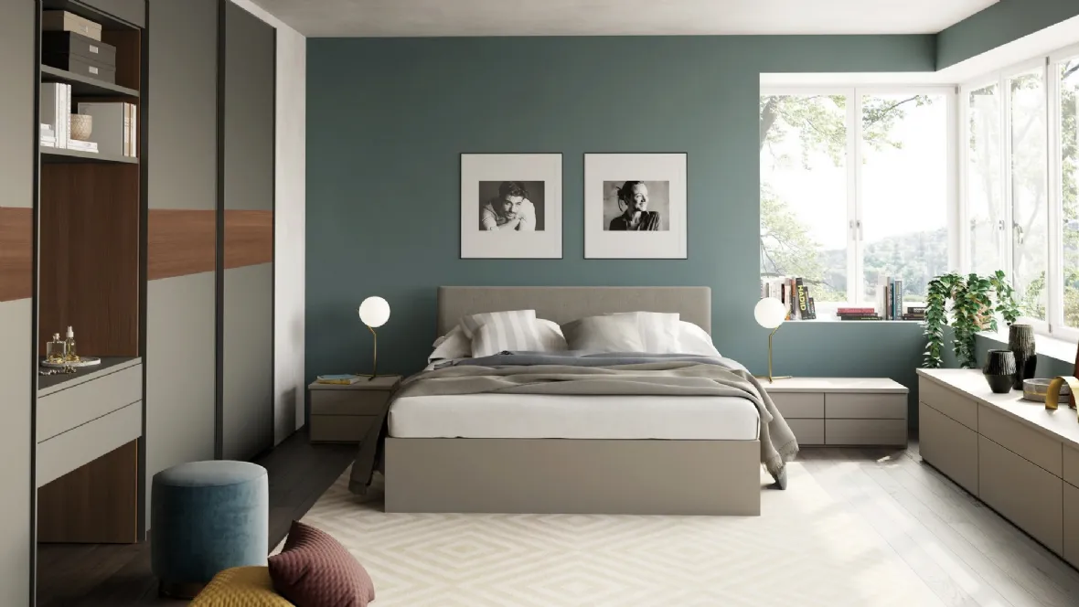 Letto 425 Live con testiera in tessuto imbottito di Ime Arredamenti