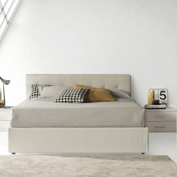 Letto Contenitore Relais rivestito Ecopelle bianca di Ime Arredamenti