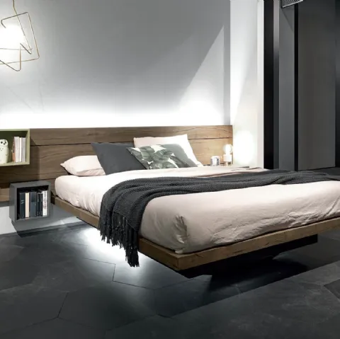 Letto in legno con box contenitore e testiera Sorvolo di Fimar
