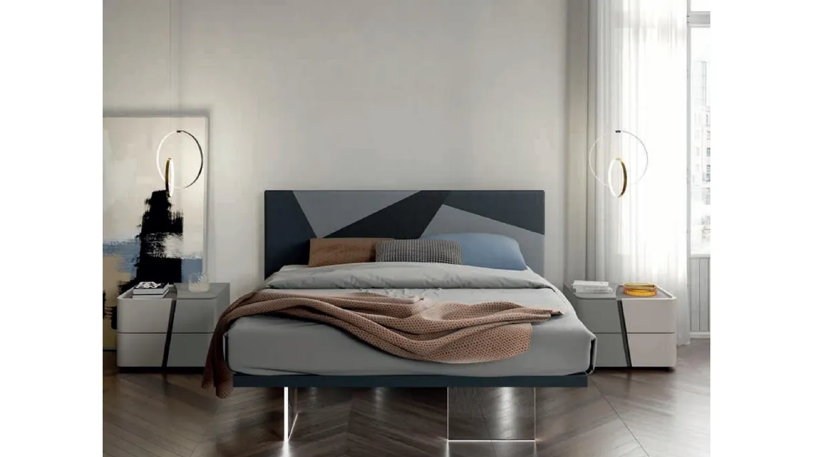 Letto in velluto con testiera Slim Volo di Artigianmobili