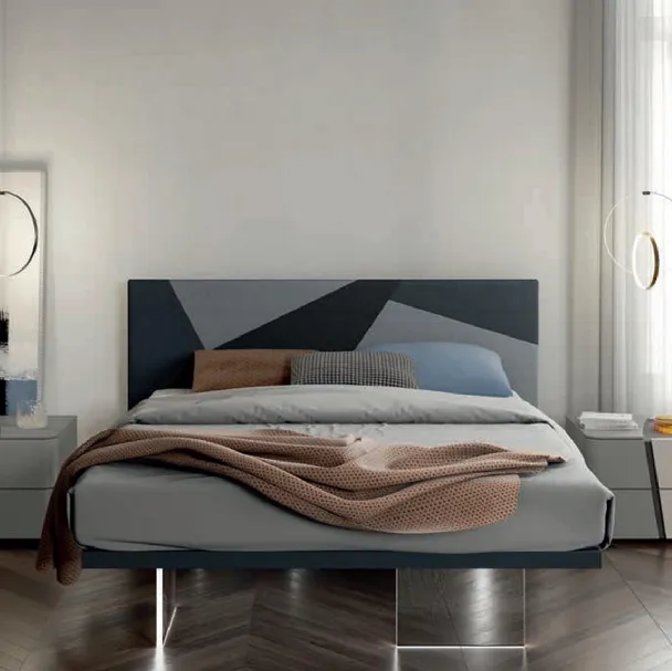 Letto in velluto con testiera Slim Volo di Artigianmobili