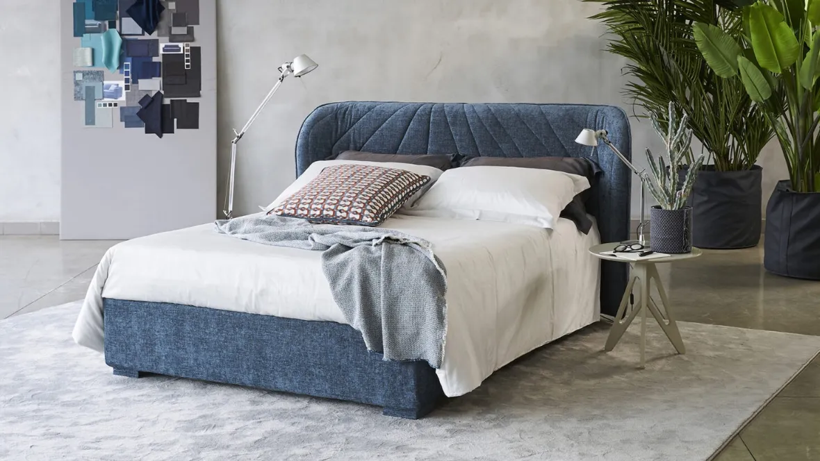 Letto imbottito Victoria con testiera curva di Milano Bedding