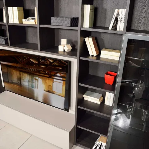 Libreria a muro in legno Ciack di Fratelli Elli