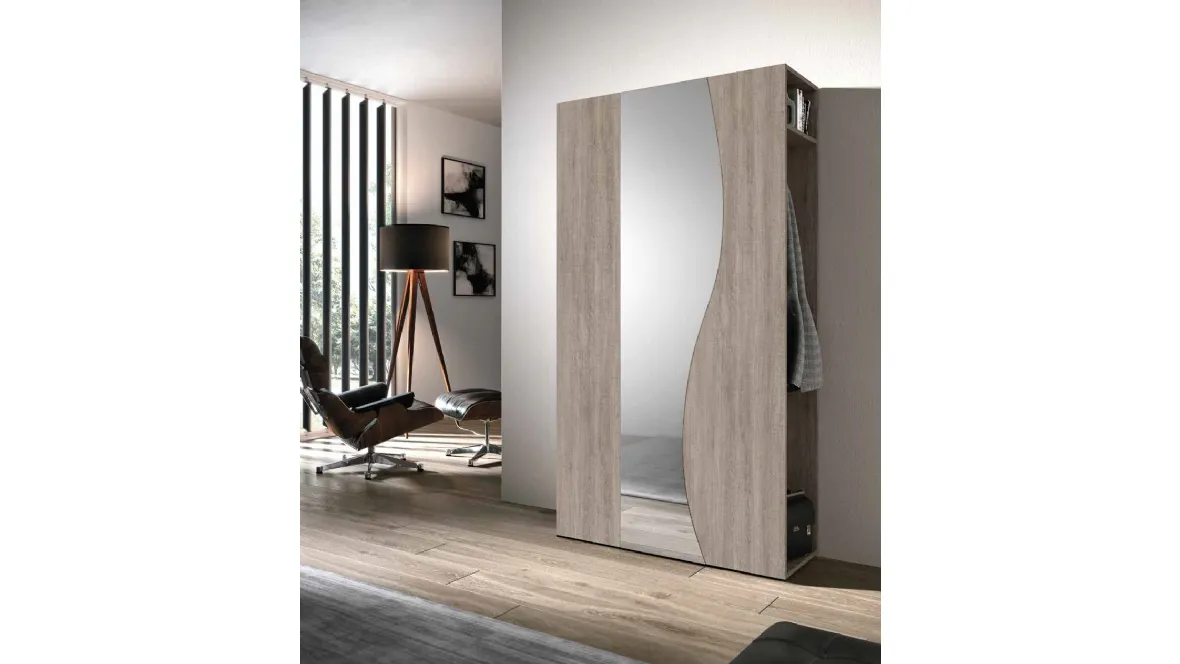 Mobile ingresso Mini 311 in rovere cenere e specchio di Artigianmobili