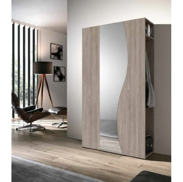 Mobile ingresso Mini 311 in rovere cenere e specchio di Artigianmobili