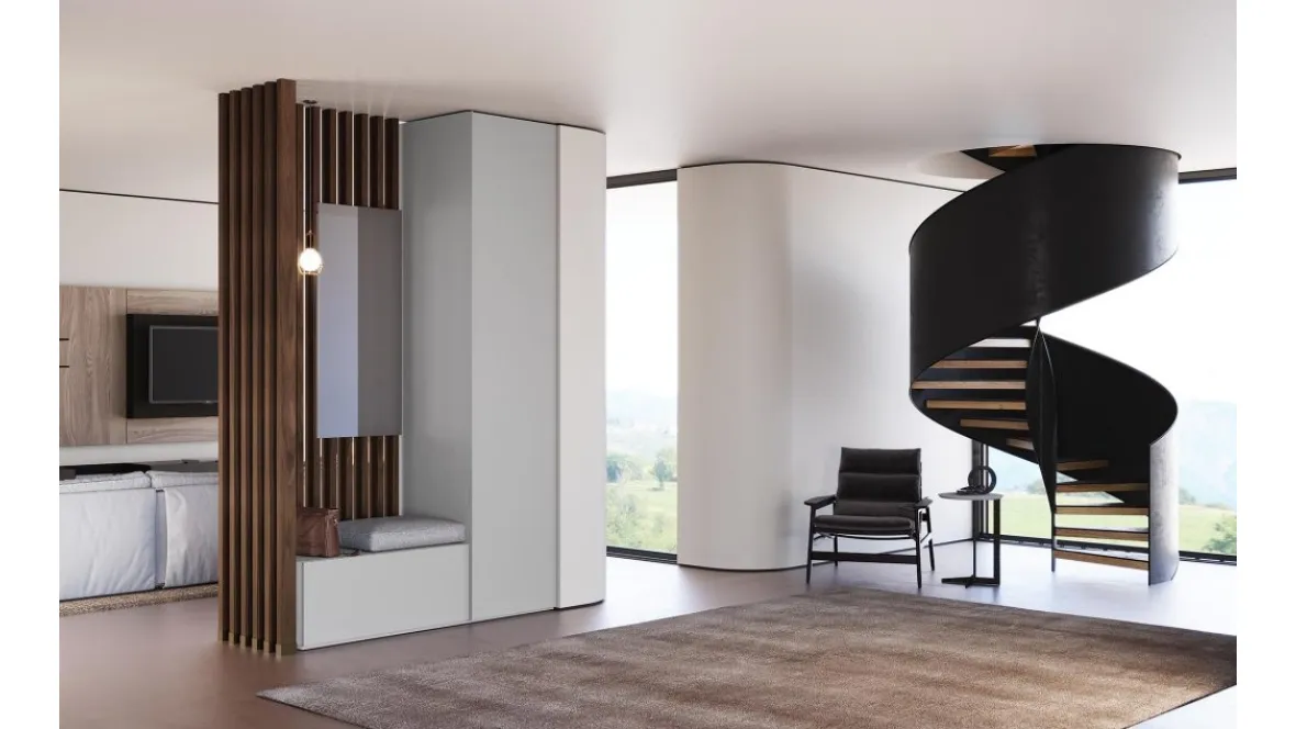 Mobile ingresso Type 01 in laccato opaco e legno di Rovere di Astor Mobili