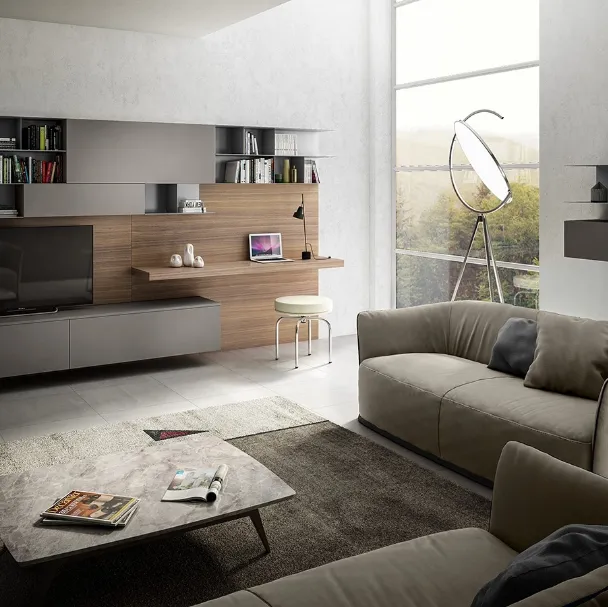 Parete Attrezzata Living 07 in laminato Grigio Londra di Arredo3
