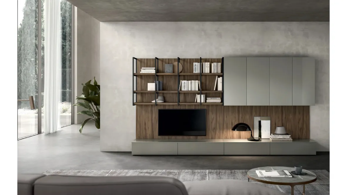 Parete Attrezzata Living Time 02 in laccato e legno di Arredo3