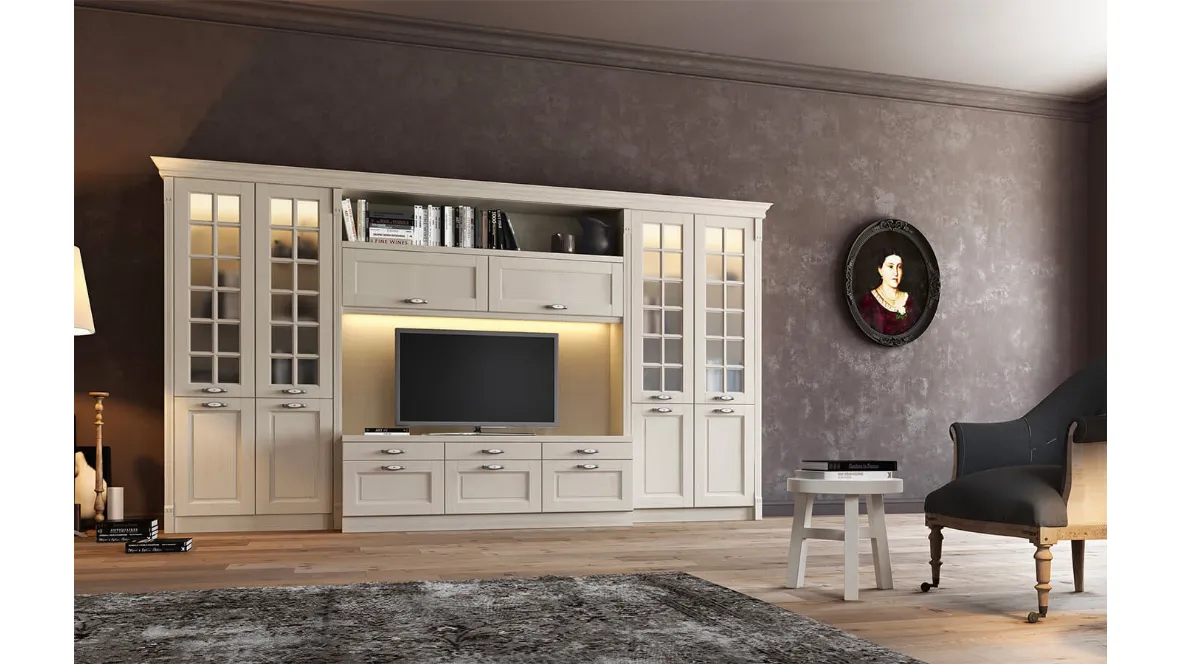 Parete Attrezzata in legno di Frassino Virginia II di Arredo3