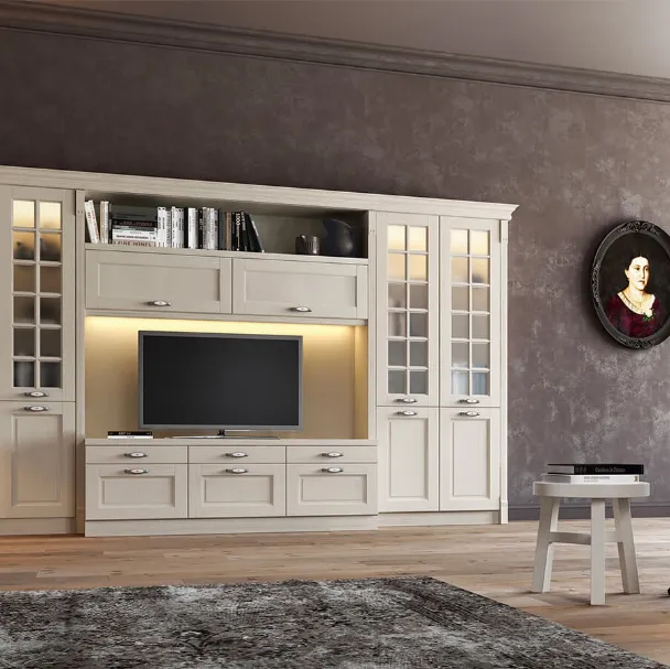 Parete Attrezzata in legno di Frassino Virginia II di Arredo3