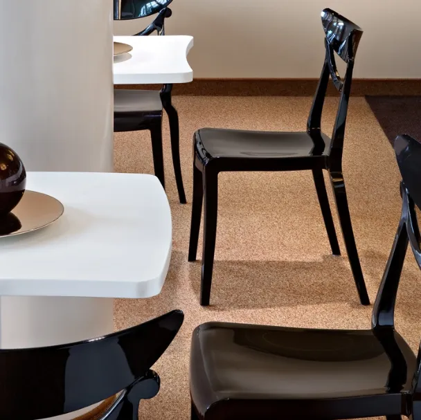 Sedia da pranzo in nylon lucido nero Alesi di Elementi