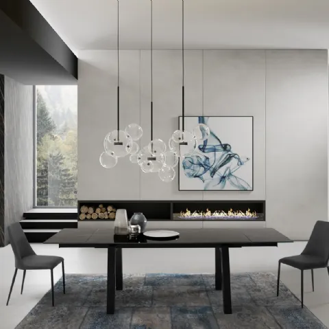 Tavolo T1358A Sand 180 in ceramica nero lucido di Zamagna
