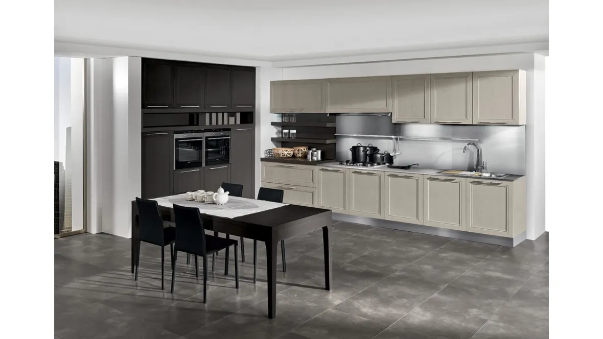 Cucina Classica lineare Itaca in Frassino massello decapè e laccato a poro aperto di Arredo3