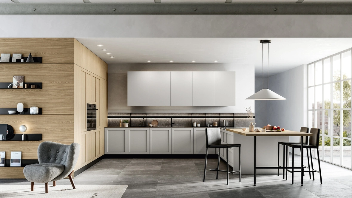 Cucina Moderna angolare in Pet e laminato Alma di Arredo3