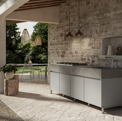 Cucina Moderna in alluminio per esterno Aura 02 di Arredo3
