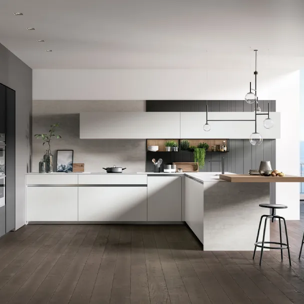 Cucina Moderna Glass 2 0 01 con penisola di Arredo3