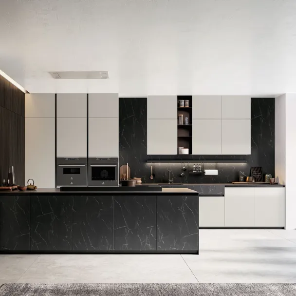 Cucina Moderna Glass 2 0 03 con penisola di Arredo3