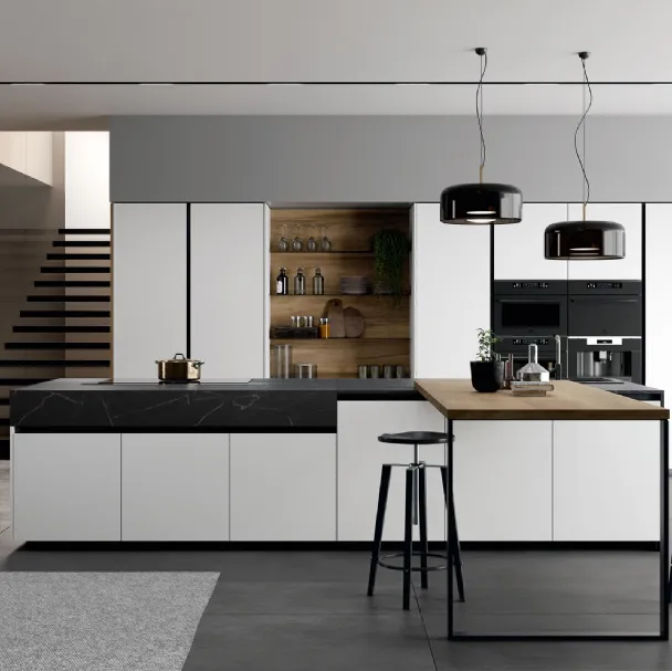 Cucina Moderna Glass 2 0 06 con isola di Arredo3