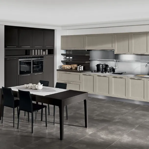 Cucina Moderna lineare Itaca in Frassino massello decapè e laccato a poro aperto di Arredo3