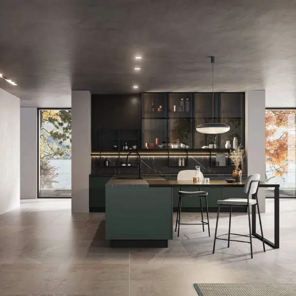 Cucina Moderna Kalì 04 con penisola di Arredo3