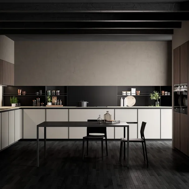 Cucina Moderna angolare Kronos in vetro Nebbia opaco di Arredo3