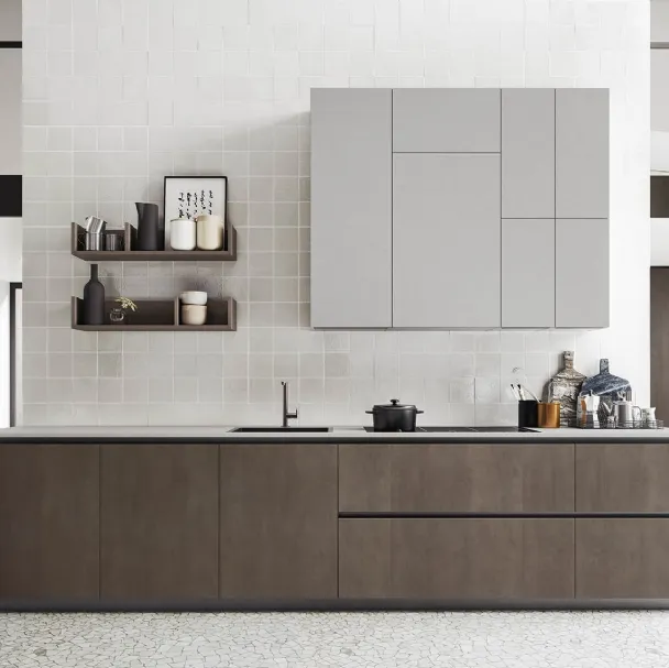 Cucina Moderne Logica L40 in Nobilitato Old Copper di Valdesign