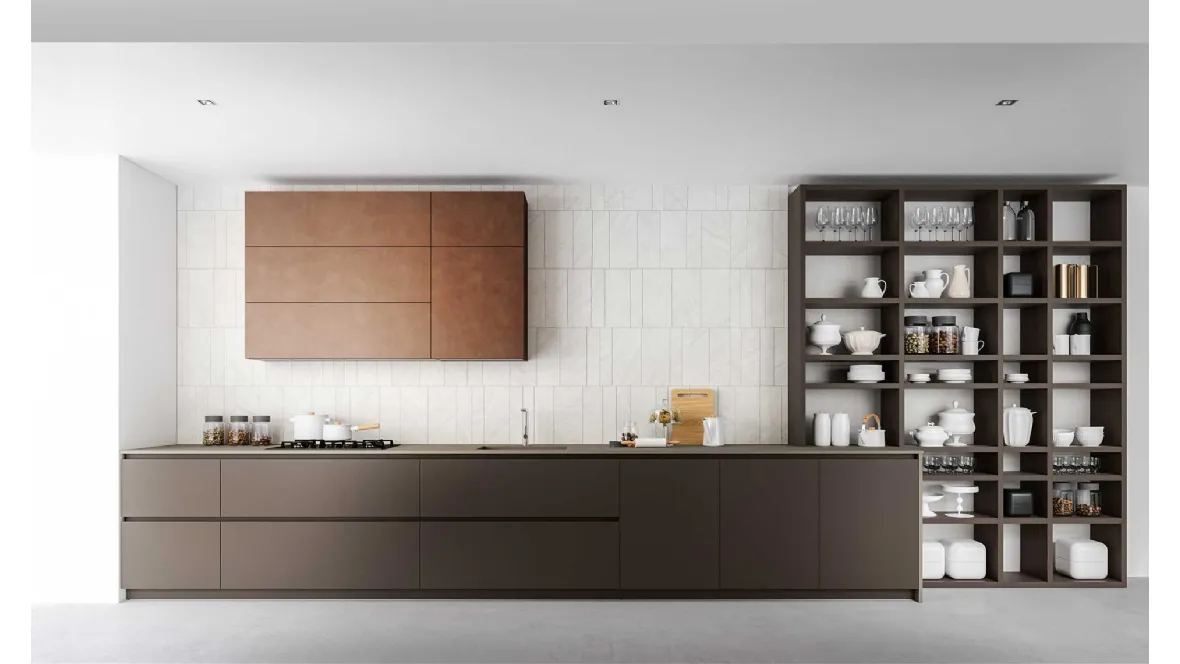 Cucina Moderne Logica L90 Laccato Fango Opaco di Valdesign