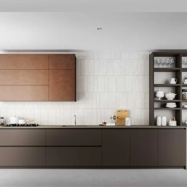 Cucina Moderne Logica L90 Laccato Fango Opaco di Valdesign