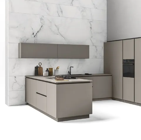 Cucina Moderne Logica LO laccata Aghata con Maniglie Gola di Valdesign