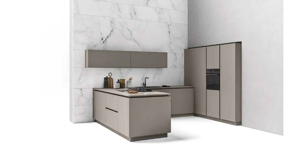 Cucina Moderne Logica LO laccata Aghata con Maniglie Gola di Valdesign