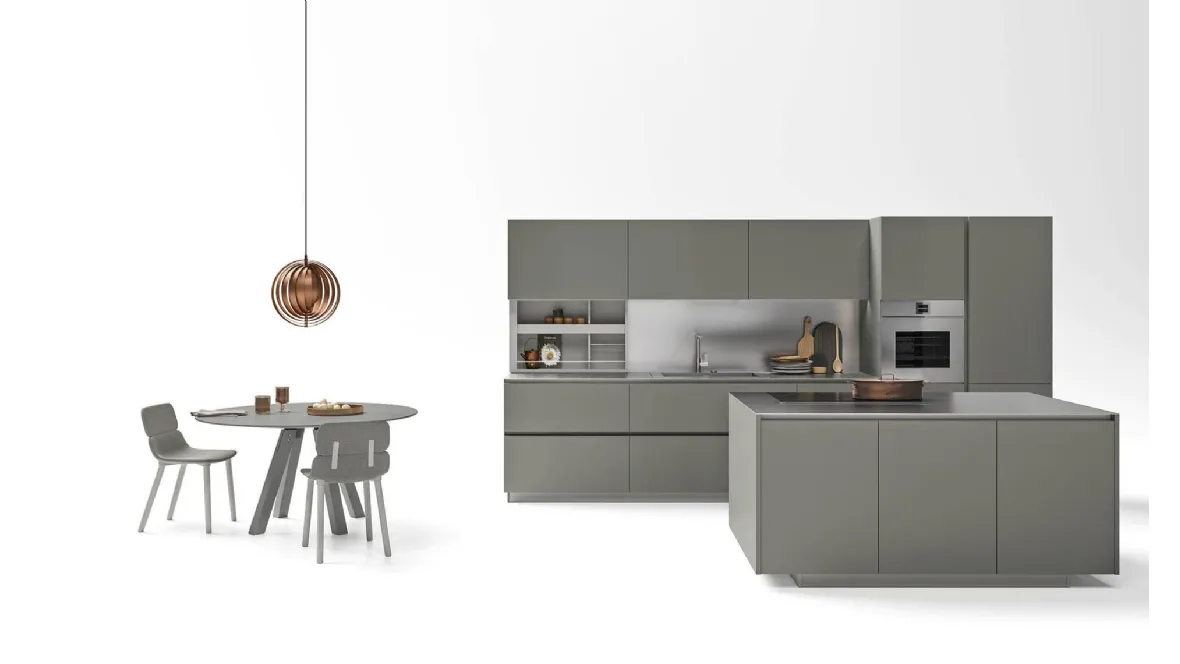 Cucina Moderne Logica LO Laccata Platino di Valdesign