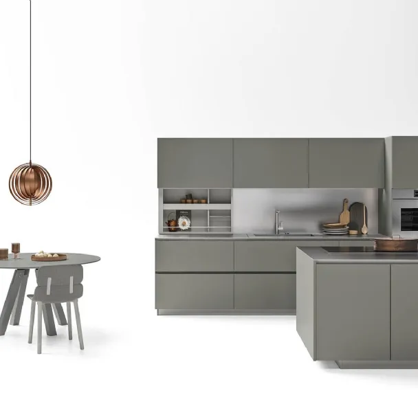 Cucina Moderne Logica LO Laccata Platino di Valdesign