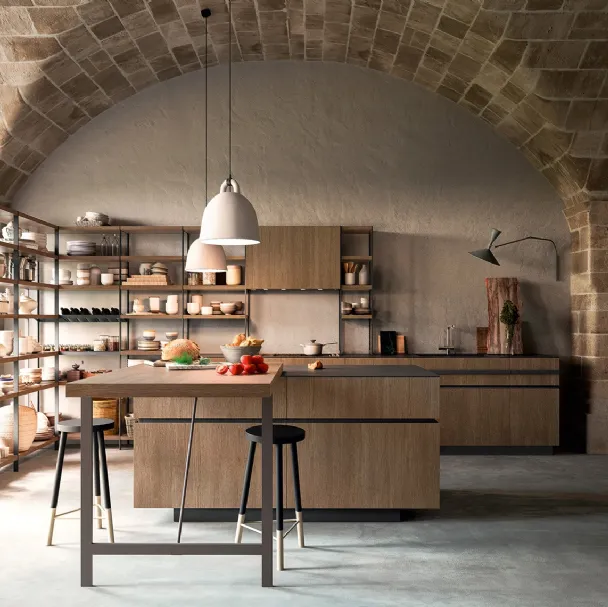 Cucina Moderne Soho finitura Fashion Wood Biscotto di Valdesign