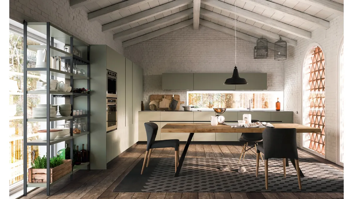 Cucina Moderne Soho in Laccato opaco The Verde di Valdesign