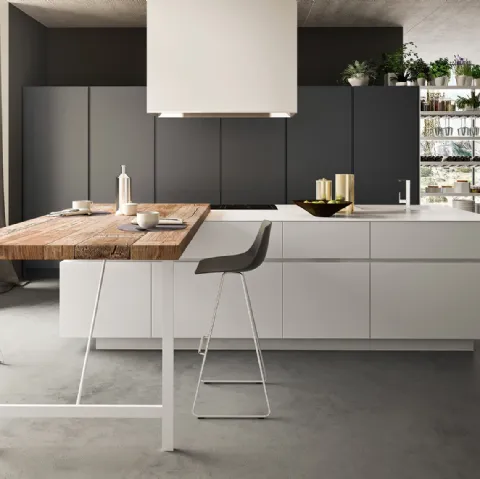 Cucina Moderne Soho in Laccato Piombo e Bianco Opaco di Valdesign