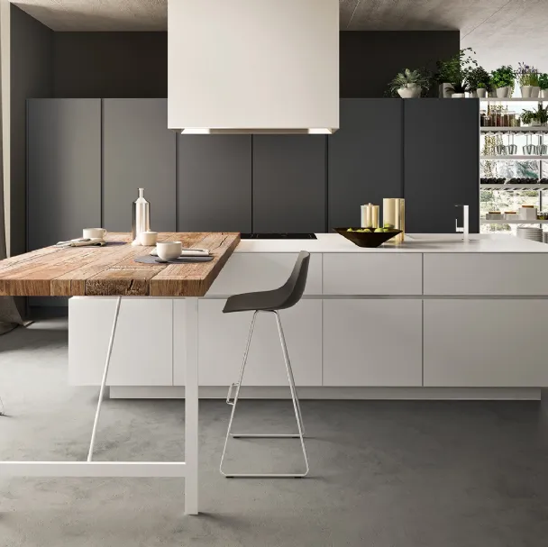 Cucina Moderne Soho in Laccato Piombo e Bianco Opaco di Valdesign
