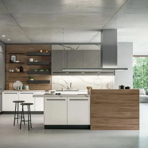 Cucina Moderna con isola Tekna 01 in pet e laminato di Arredo3